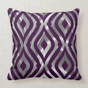 Coussin Motif Géométrique Métallique Argent Et Violet
