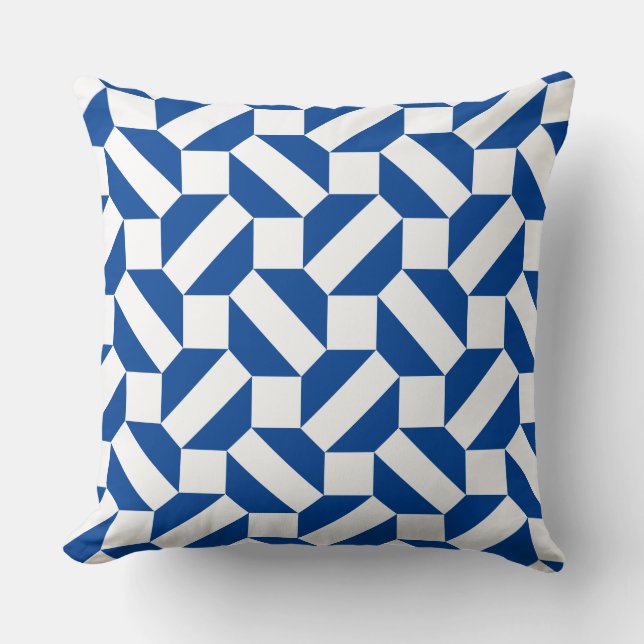 Coussin Motif géométrique moderne blanc et bleu (Recto)