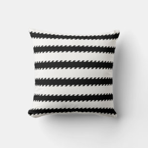 Coussin Motif géométrique moderne en bandes noires et blan
