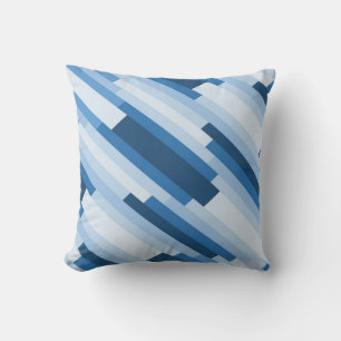 Coussin Motif géométrique moderne en diagonale bleue et bl