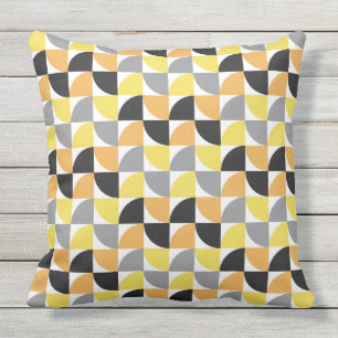 Coussin Motif géométrique moderne gris jaune du milieu d