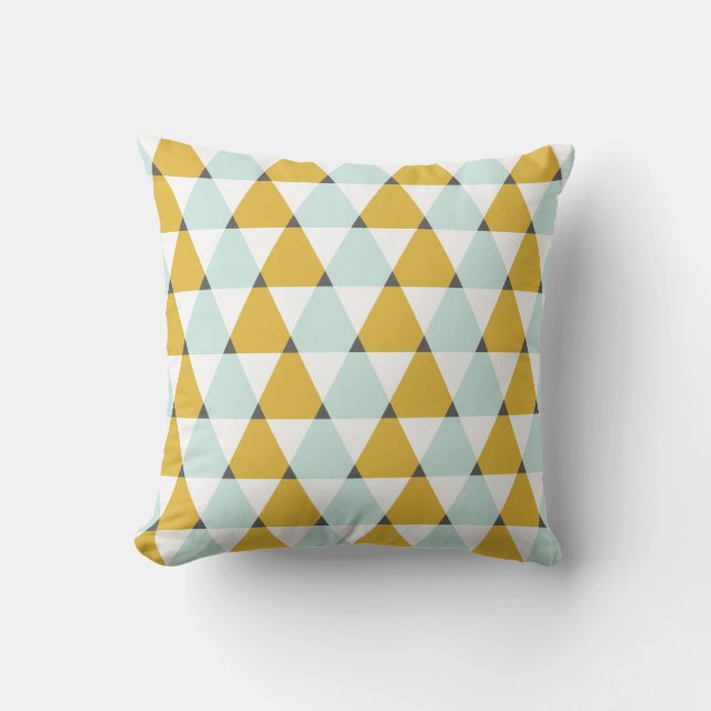 Coussin Motif géométrique moderne Mint Jaune Triangles (Recto)