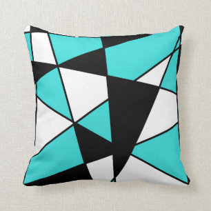 Coussin Motif géométrique moderne sarcelle noir et blanc