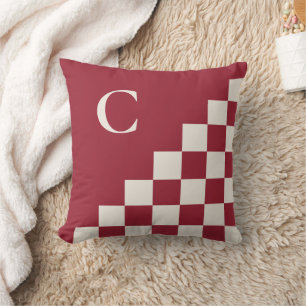 Coussin Motif géométrique Monogram Bourgogne Rouge