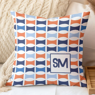 Coussin Motif géométrique Monogramme rétro du milieu du si