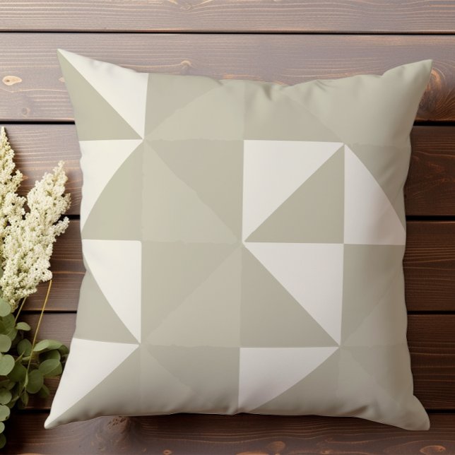 Coussin Motif géométrique neutre demi-ton avec triangles (Créateur téléchargé)