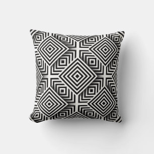 Coussin Motif géométrique. Noir et blanc. Carrés et st