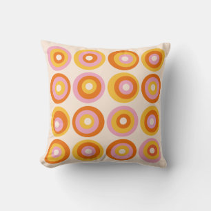 Coussin Motif géométrique orange du milieu du siècle avec 