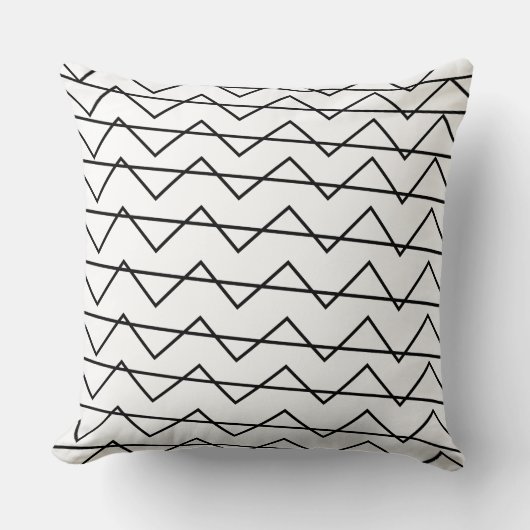 Coussin Motif géométrique rayé Chevron noir et blanc (Recto)