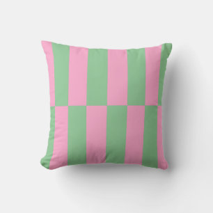 Coussin Motif géométrique rayé rose et vert