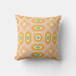 Coussin Motif géométrique rétro avec hexagones et étoiles