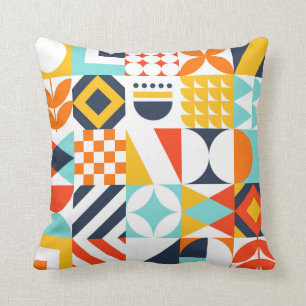 Coussin Motif géométrique rétro coloré