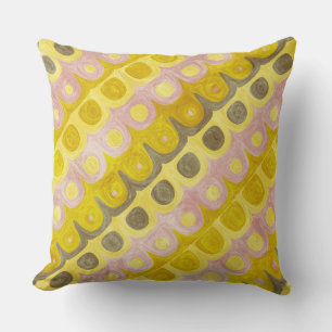Coussin Motif géométrique rétro en jaune et rose