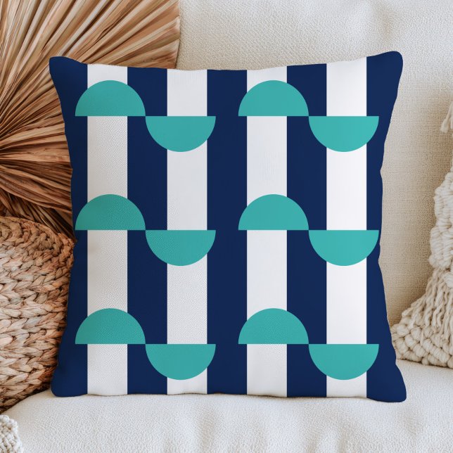 Coussin Motif Géométrique Rétro Moderne de la Mi-Siècle Bl (Créateur téléchargé)