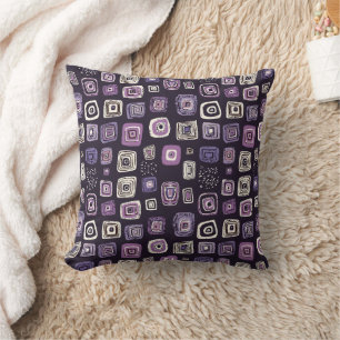 Coussin Motif géométrique rétro violet