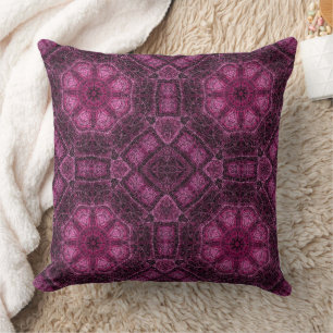 Coussin Motif géométrique rose avec mandala floral lumineu
