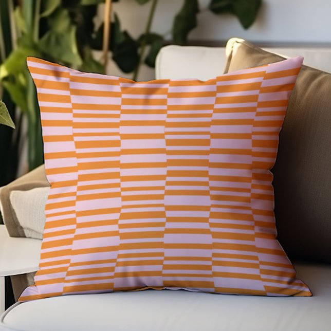 Coussin Motif géométrique rose orange moderne (Créateur téléchargé)
