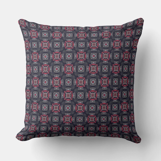 Coussin Motif géométrique rouge et noir (Recto)