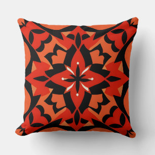 Coussin Motif géométrique rouge et noir complexe