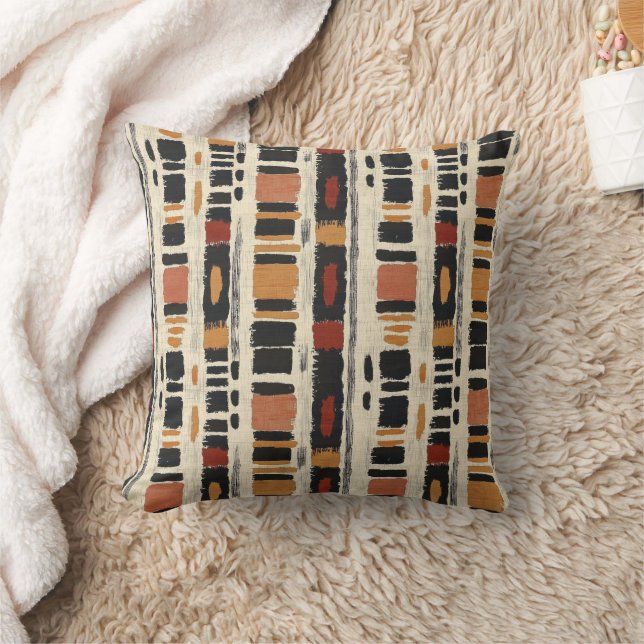 Coussin Motif géométrique rustique en boue de coton (1) (Couverture)