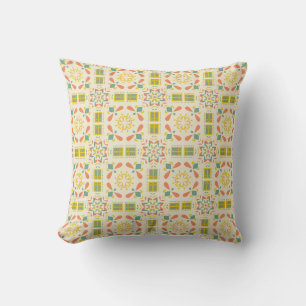 Coussin Motif géométrique sans couture avec jaune, rose