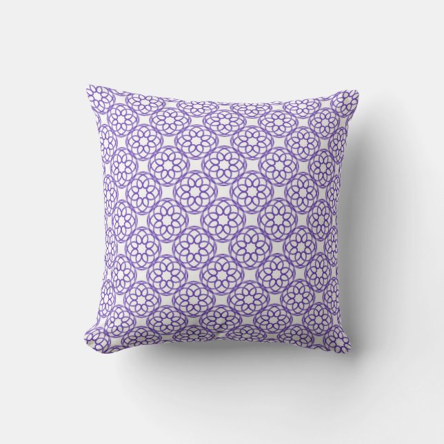 Coussin Motif géométrique sans couture blanc violet (Recto)