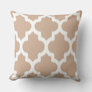 Coussin Motif géométrique Tan Et Blanc Quatrefoil