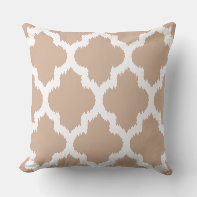 Coussin Motif géométrique Tan Et Blanc Quatrefoil (Recto)