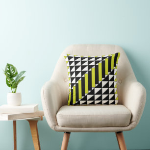 Coussin Motif géométrique triangle rectangle vert noir