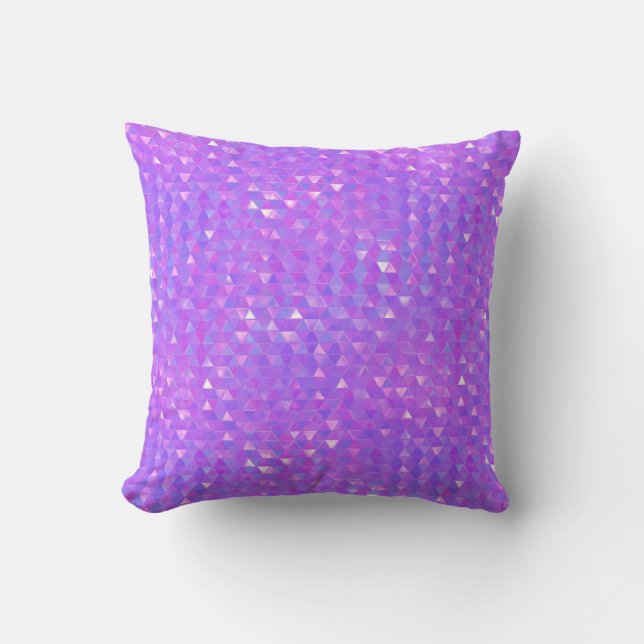 Coussin Motif Géométrique Triangles Tendance Rose Violet (Recto)