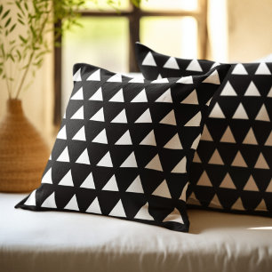 Coussin Motif géométrique triangulaire noir et blanc