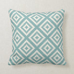 Coussin Motif géométrique Verre bleu<br><div class="desc">Motif géométrique en verre de mer bleu et crème</div>