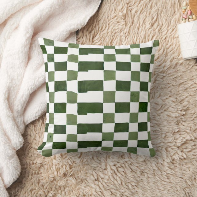 Coussin Motif géométrique vert aquarelle (Couverture)
