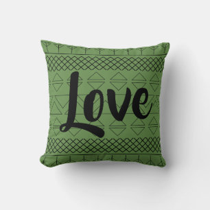 Coussin Motif géométrique vert foncé Amour
