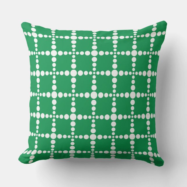 Coussin Motif géométrique vert : grille rétro moderne  (Recto)