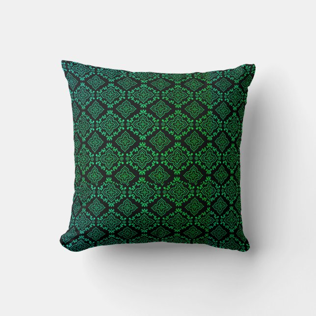 Coussin Motif géométrique vert / Impression indienne (Recto)