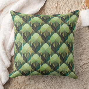 Coussin Motif géométrique vert vintage ton terre