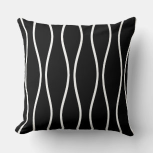 Coussin Motif géométrique Wavy Abstrait en noir