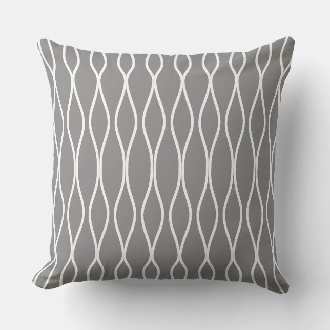 Coussin Motif géométrique Wavy Abstrait sur Silver Grey (Recto)