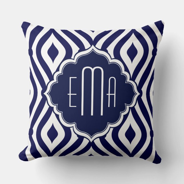 Coussin Motif géométrique White & Navy Green Teardrop 2 (Recto)