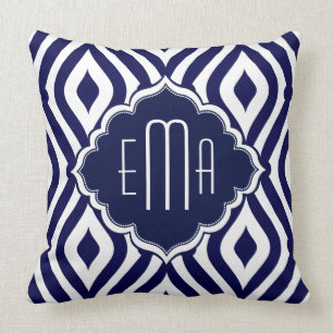 Coussin Motif géométrique White & Navy Green Teardrop 2