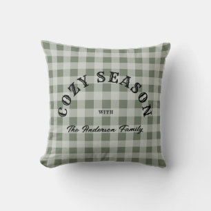 Coussin Motif Gingham de l'Ouest rustique vert personnalis