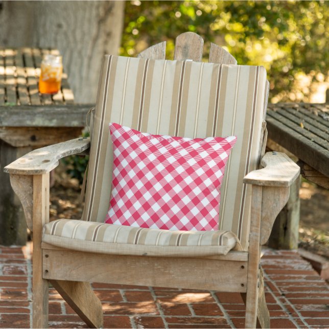 Coussin Motif Gingham Rouge et Blanc Classique Rustique (Chaise)