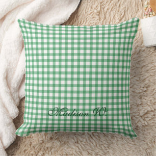 Coussin Motif Gingham Vert Pastel Mignon