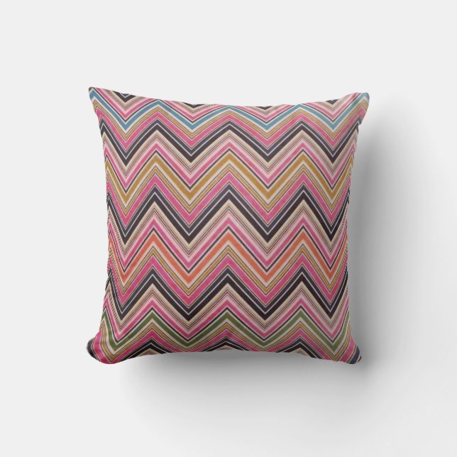 Coussin Motif Girly vert rouge-rose aztèque de Chevron (Recto)