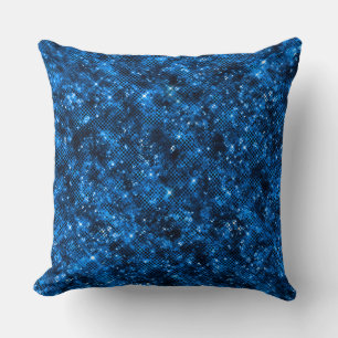 Coussin Motif Glam Pailleté Brillance Bleu Royal Élégant