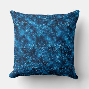 Coussin Motif Glam Pailleté Brillance Bleu Royal Élégant