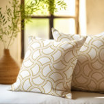 Coussin Motif Gold Art Déco en blanc<br><div class="desc">Cet élégant design présente une belle motif géométrique Art Déco dorée sur un arrière - plan blanc.</div>