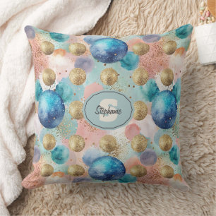 Coussin Motif Gold & Blue Circle avec accents de Parties s