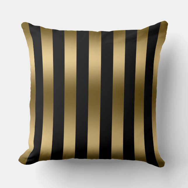 Coussin Motif Gold Stripes moderne Arrière - plan noir (Recto)